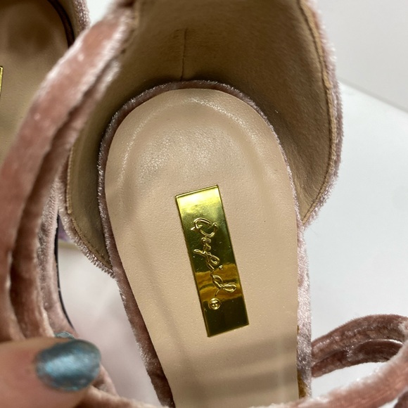 Qupid New New Pink/Clear Glitter Filled Velvet Heels - Picture 8 of 14